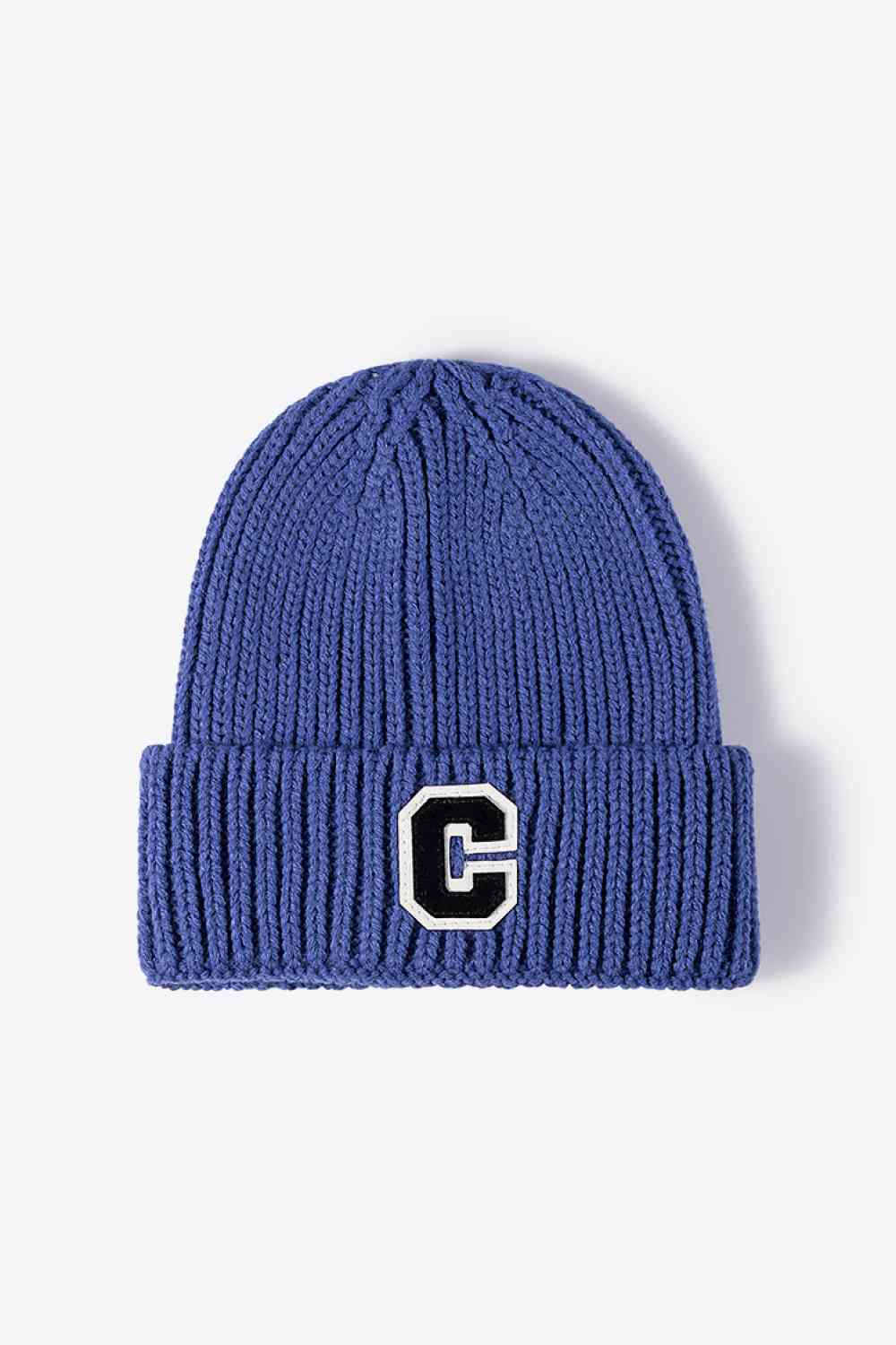 Letter C Patch Cuffed Beanie Indigo One Size