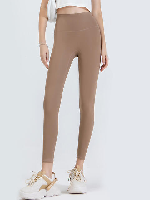 Wide Waistband Sports Leggings Khaki