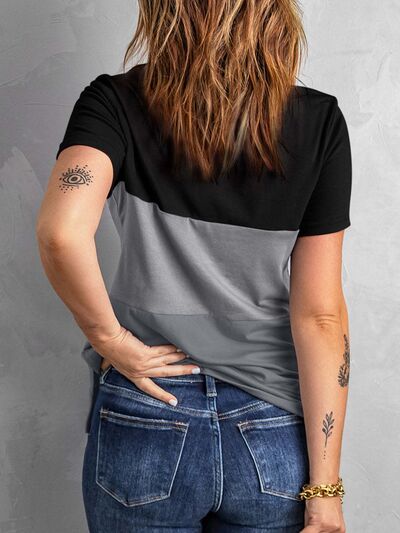 Color Block Round Neck T-Shirt