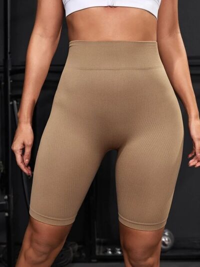 High Waist Active Shorts Camel