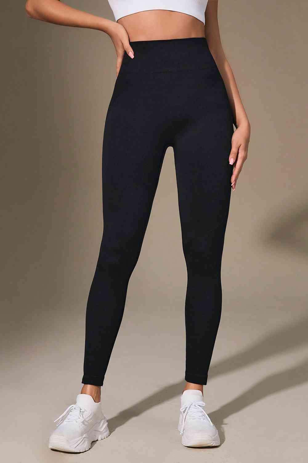 Wide Waistband Sports Leggings Black