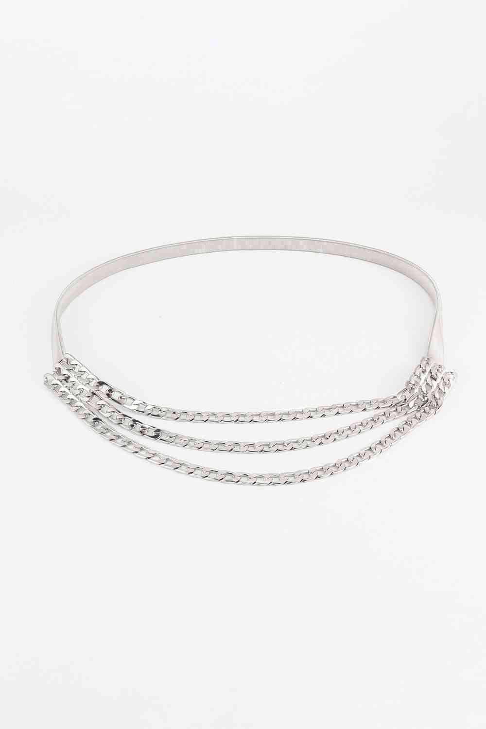 Metal Triple-Layered Chain Belt Silver One Size