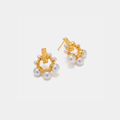 Irregular 18K Gold-Plated Pearl Earrings Gold One Size