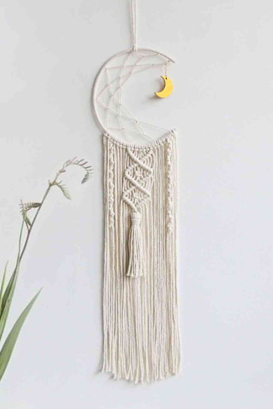 Bohemian Hand-Woven Moon Macrame Wall Hanging Half Moon One Size