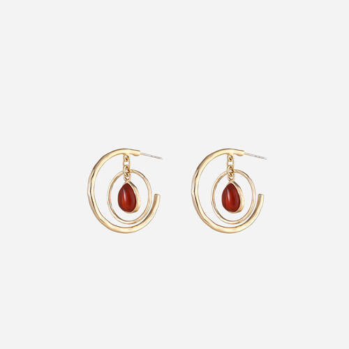 Geometric Teardrop Shape Alloy Earrings Deep Red One Size