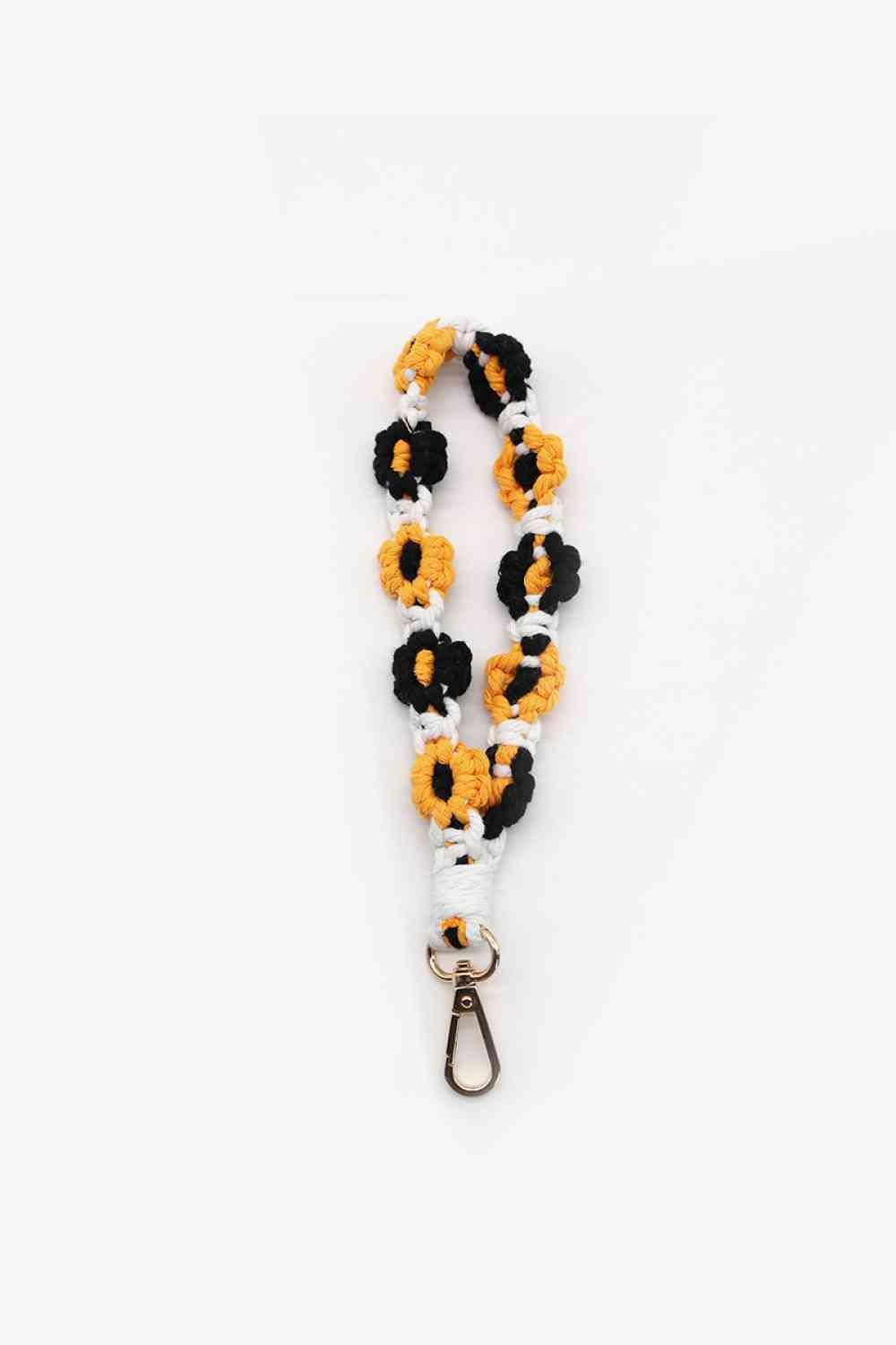 Assorted 4-Piece Macrame Flower Keychain Black/Orange One Size