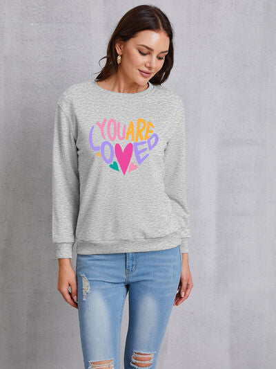 YOU ARE LOVED Dropped Shoulder Sweatshirt Charcoal