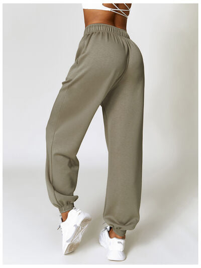 Drawstring Pocketed Active Joggers Mocha