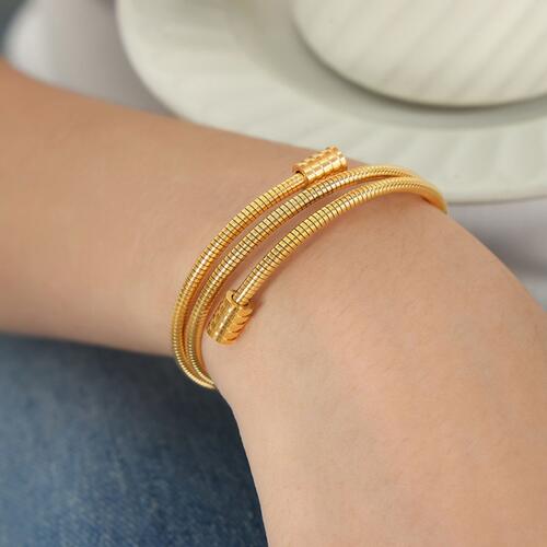 Titanium Steel Wrap Bracelet Gold One Size
