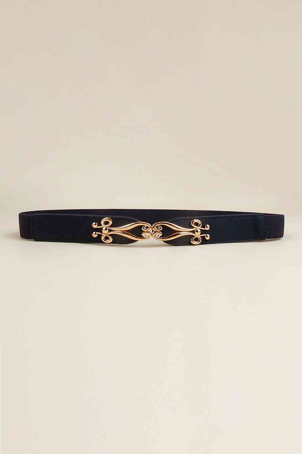 Alloy Buckle Elastic Belt Navy One Size