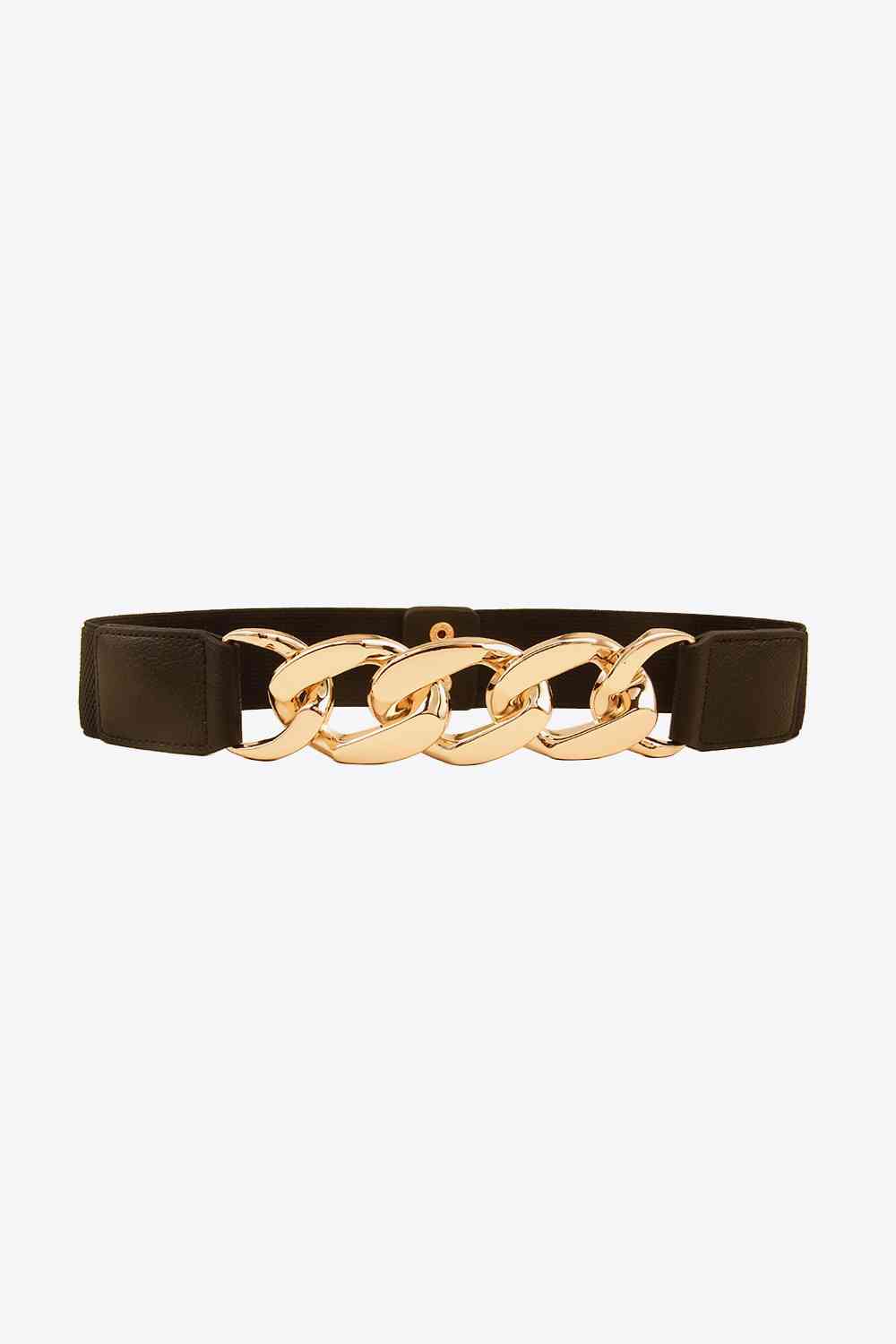 Chain Detail Elastic Belt Black/Gold One Size
