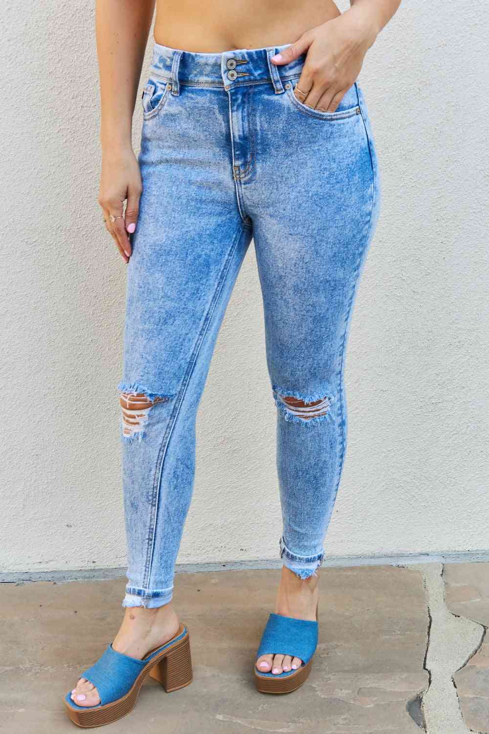 Kancan Emma Full size High Rise Distressed Skinny Jeans Light