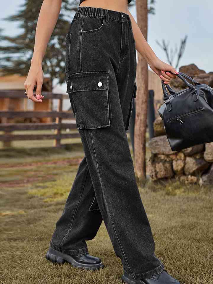 Straight Leg Cargo Jeans