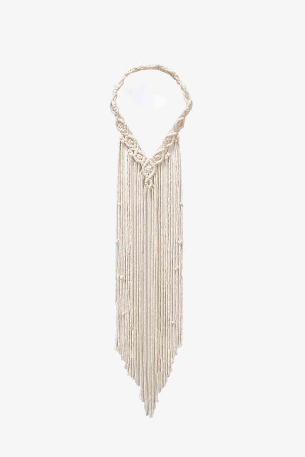 Macrame Fringe Headband Beige Long Tassel One Size