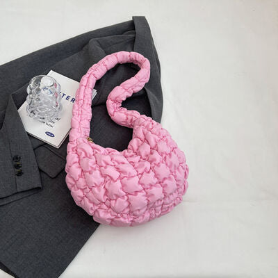 Quilted Shoulder Bag Fuchsia Pink One Size