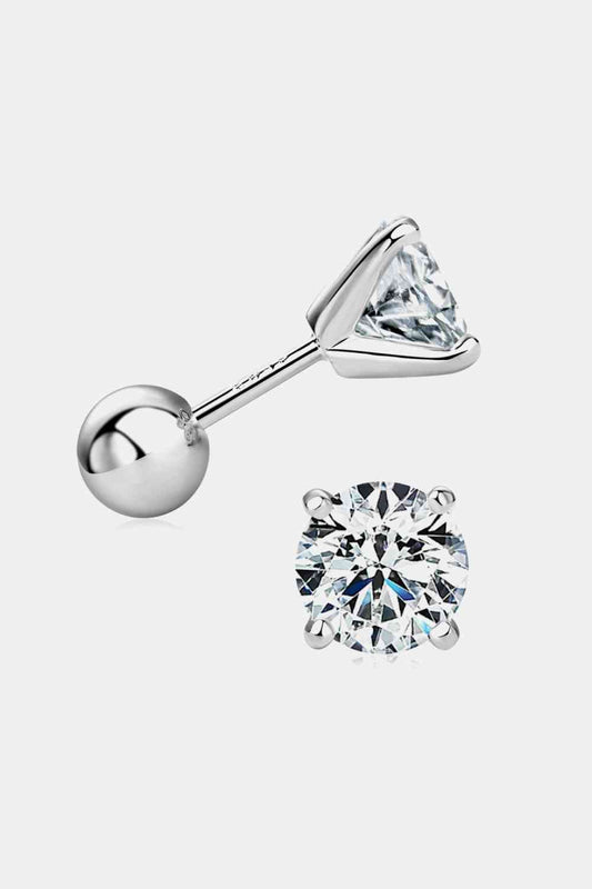 2 Carat Moissanite 925 Sterling Silver Stud Earrings Silver One Size