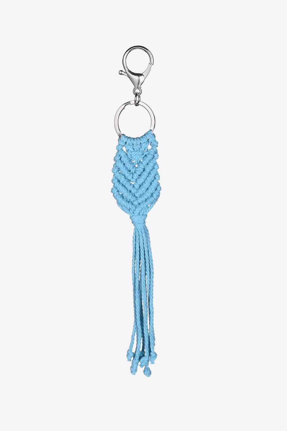 Assorted 4-Pack Handmade Fringe Keychain Sky Blue One Size