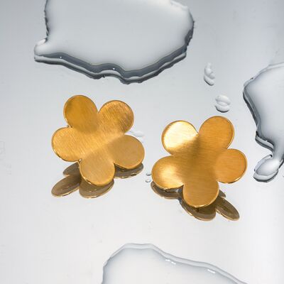 18K Gold-Plated Stainless Steel Flower Stud Earrings Gold One Size