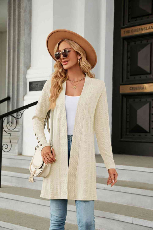 Long Sleeve Open Front Cardigan Ivory