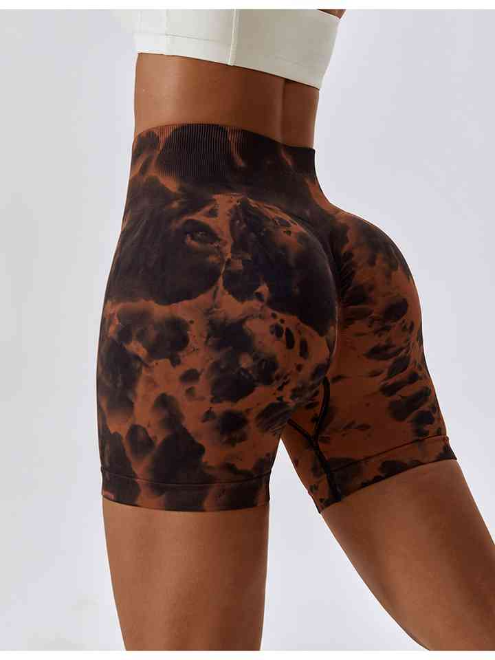 Tie Dye Wide Waistband Sports Shorts Burnt Umber