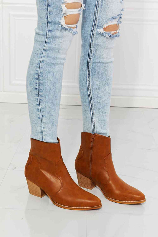 MMShoes Watertower Town Faux Leather Western Ankle Boots in Ochre Ochre