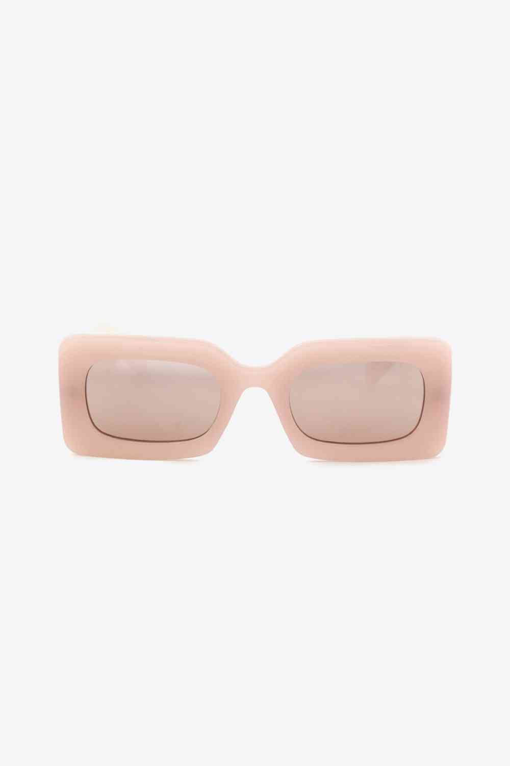 Polycarbonate Frame Rectangle Sunglasses Peach One Size