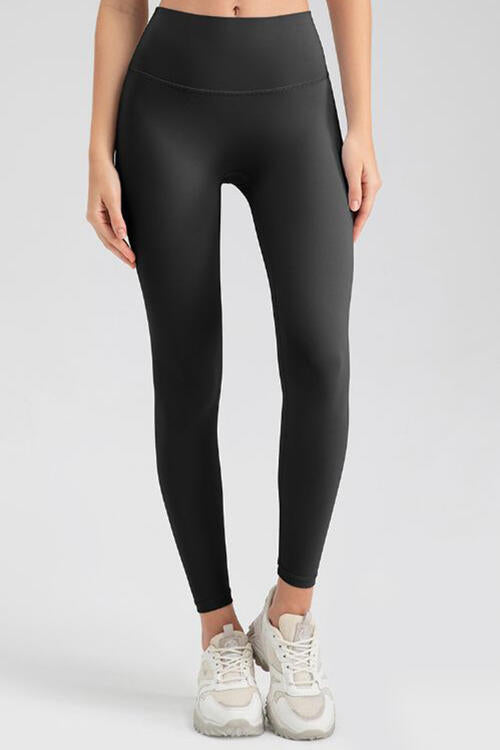 Wide Waistband Sport Leggings Black