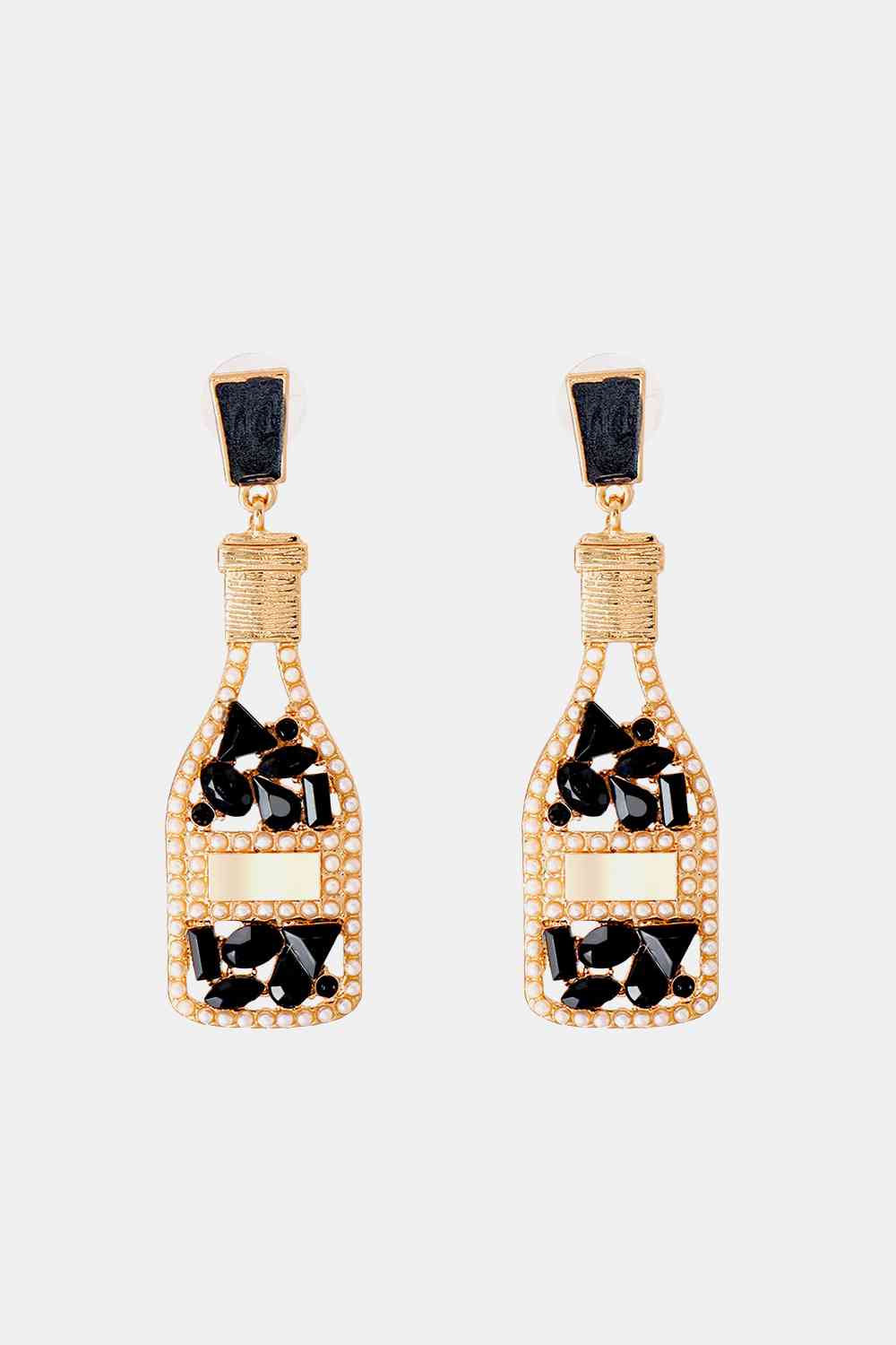 Wine Shape Zinc Alloy Acrylic Dangle Earrings Black One Size