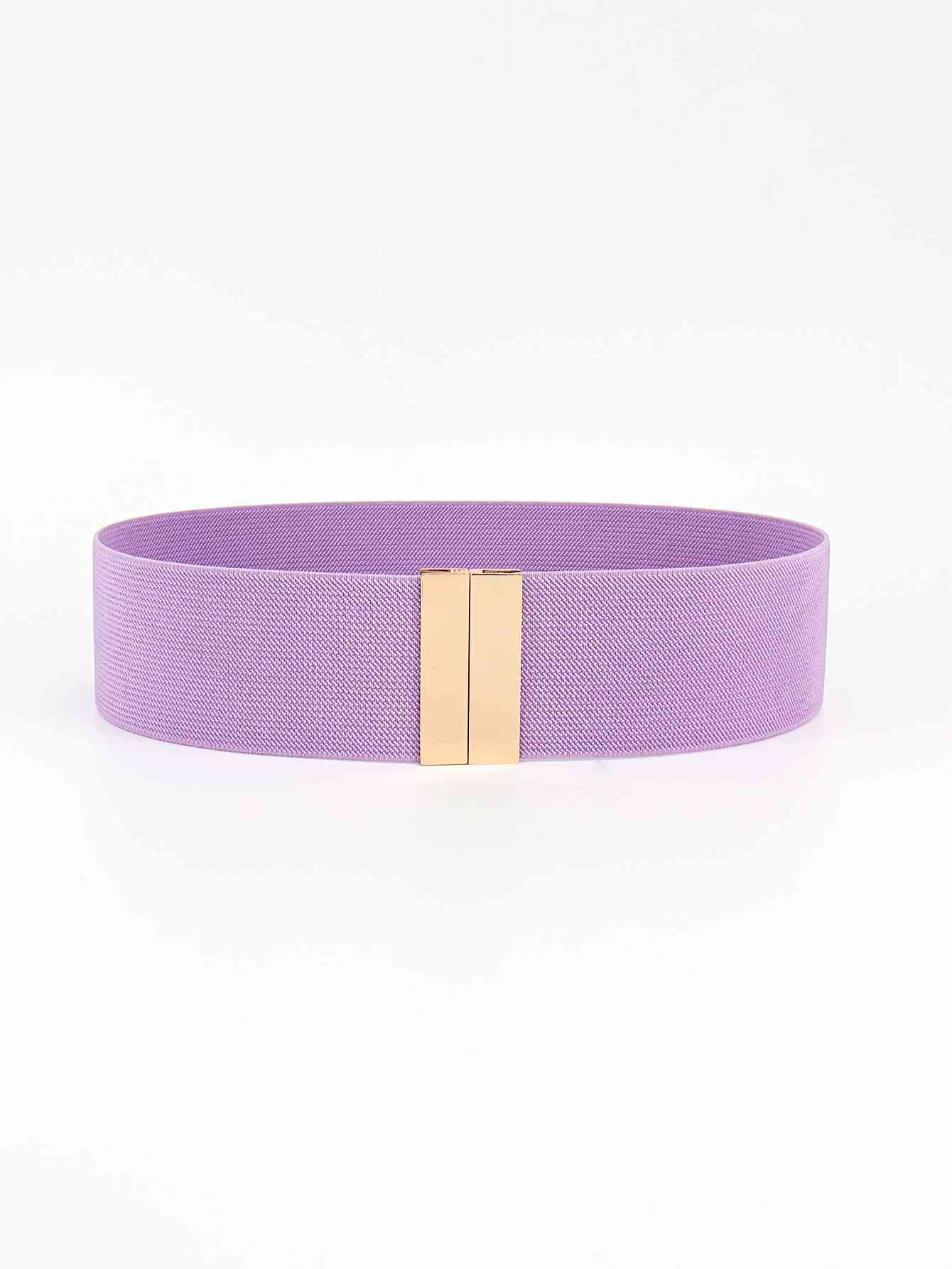 Alloy Buckle Elastic Belt Lavender One Size