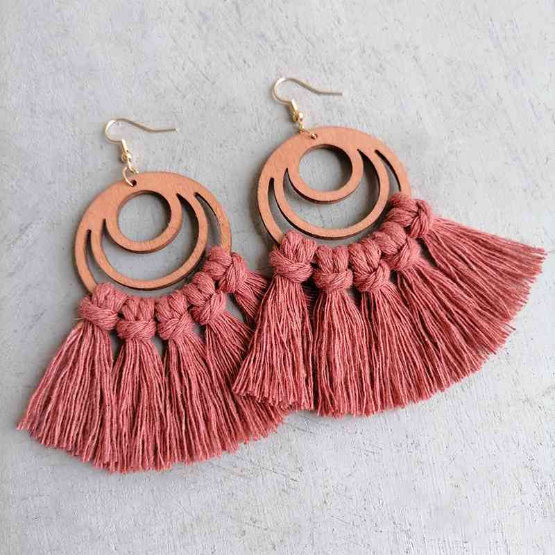 Tassel Detail Geometric Earrings Strawberry One Size