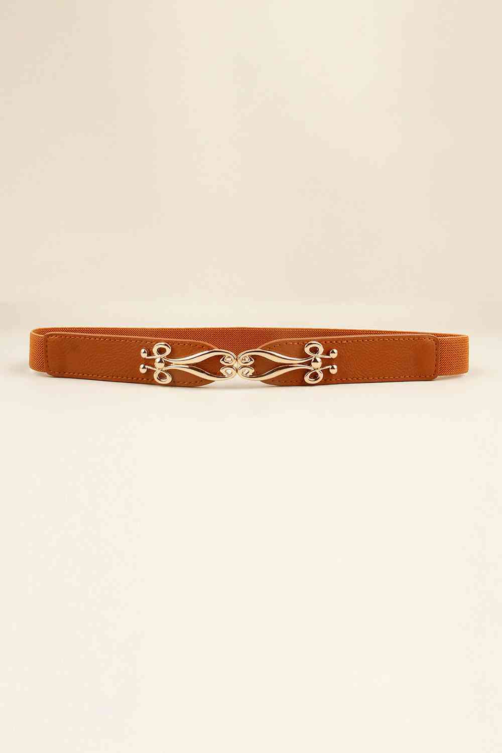 Alloy Buckle Elastic Belt Ochre One Size