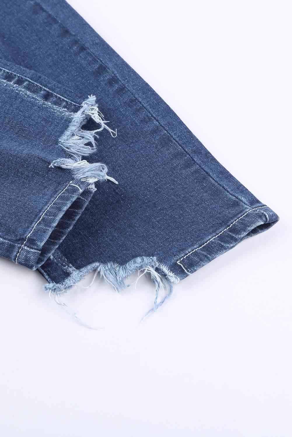 Baeful High-Rise Distressed Hem Detail Jeans