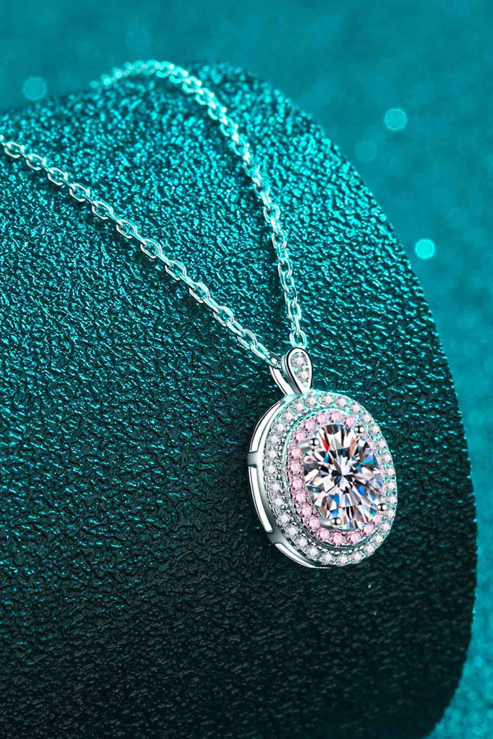 Adored 925 Sterling Silver Rhodium-Plated 1 Carat Moissanite Pendant Necklace