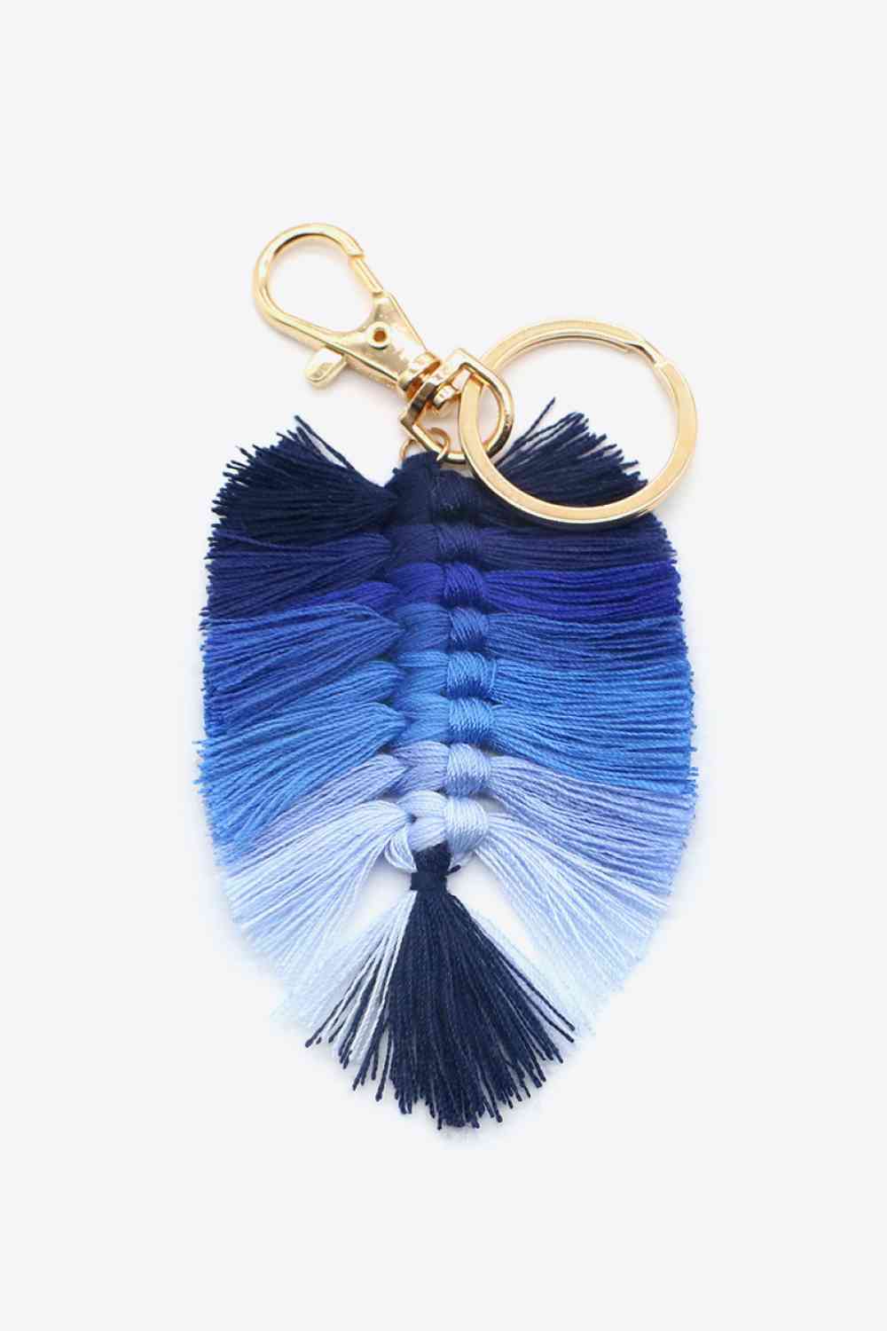 Assorted 4-Pack Leaf Shape Fringe Keychain Royal Blue One Size