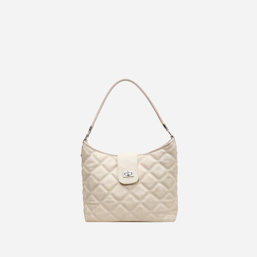 PU Leather Shoulder Bag Ivory One Size