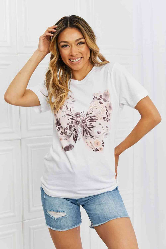 mineB You Give Me Butterflies Graphic T-Shirt White