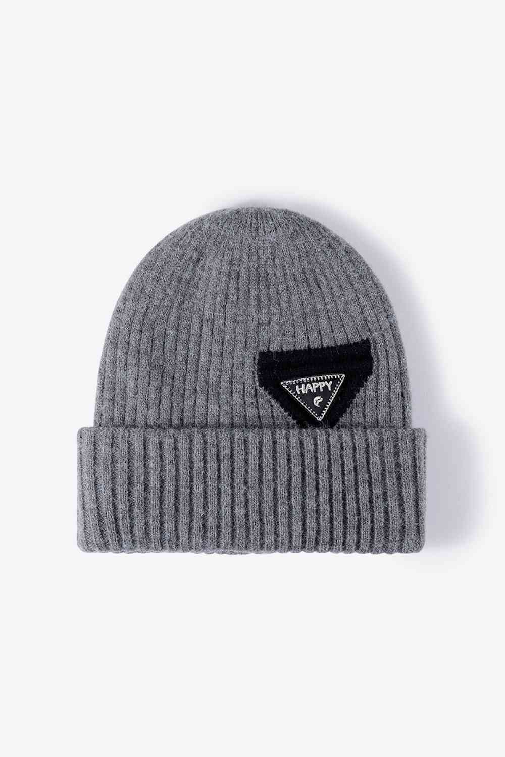 HAPPY Contrast Beanie Dark Gray One Size