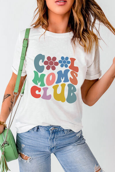 COOL MOMS CLUB Round Neck Short Sleeve T-Shirt White