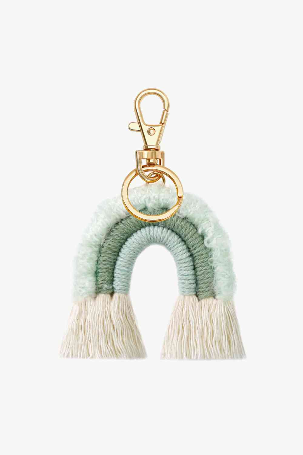 Fringe Trim Rainbow Key Chain Light Green One Size