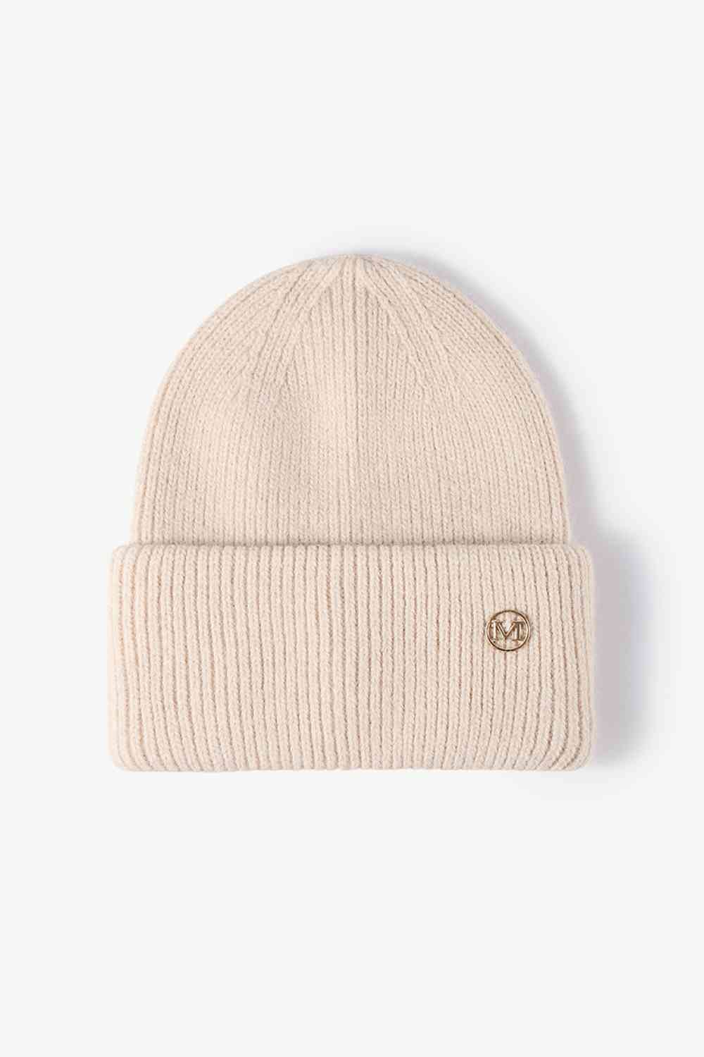 M Rib-Knit Cuff Beanie Beige One Size