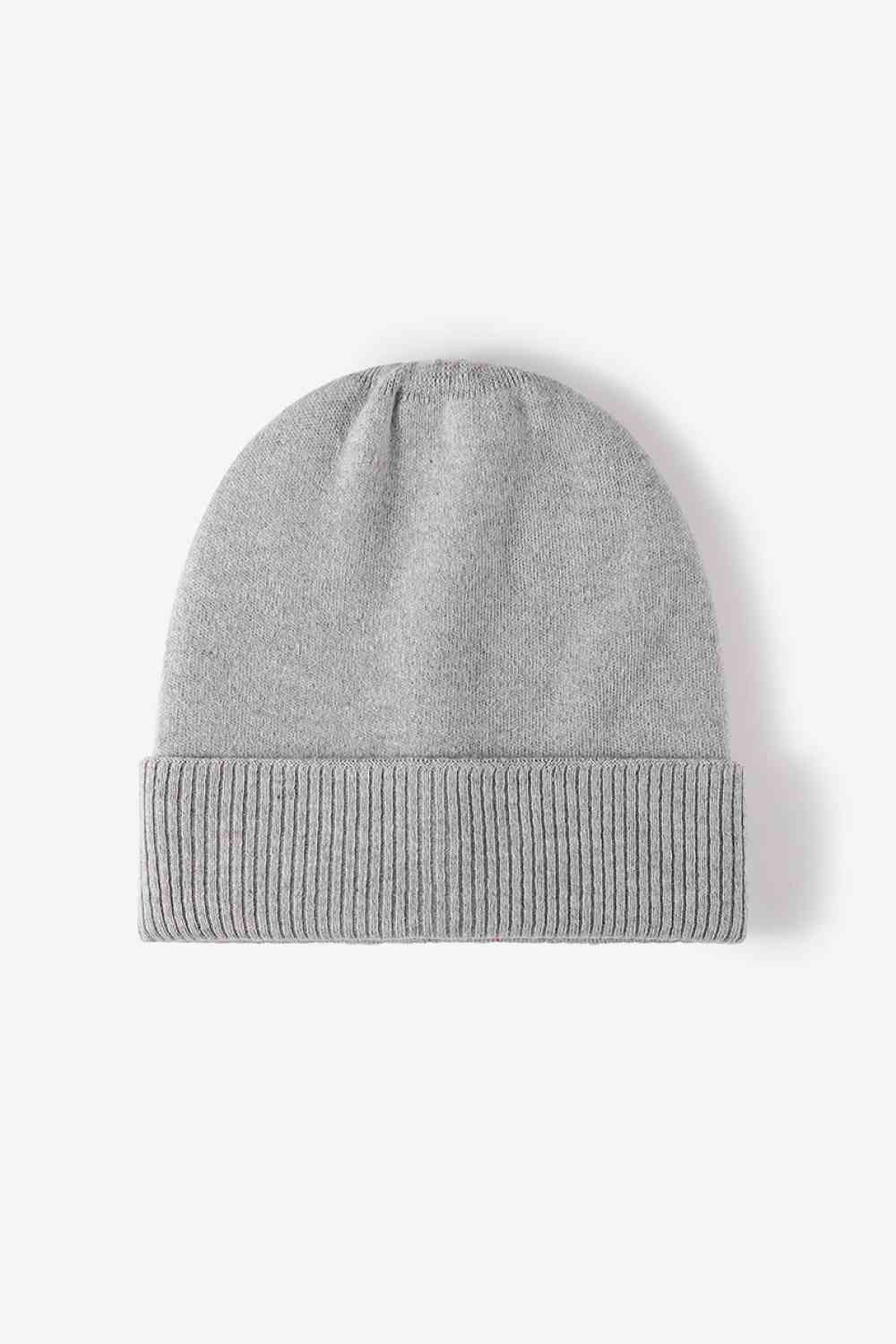 Cuff Knitted Beanie Gray One Size