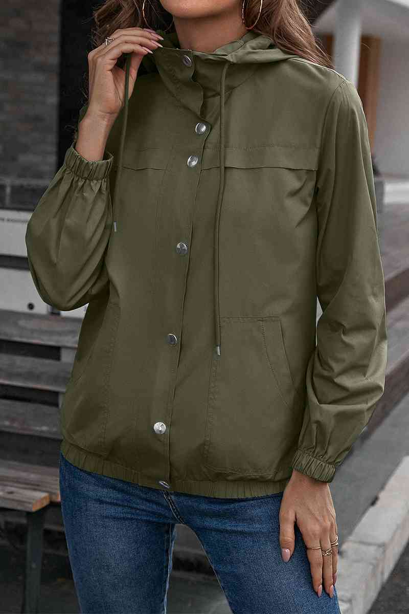 Button-Down Long Sleeve Sports Jacket Army Green