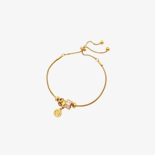 Heart Charm Titanium Steel Bracelet Gold One Size