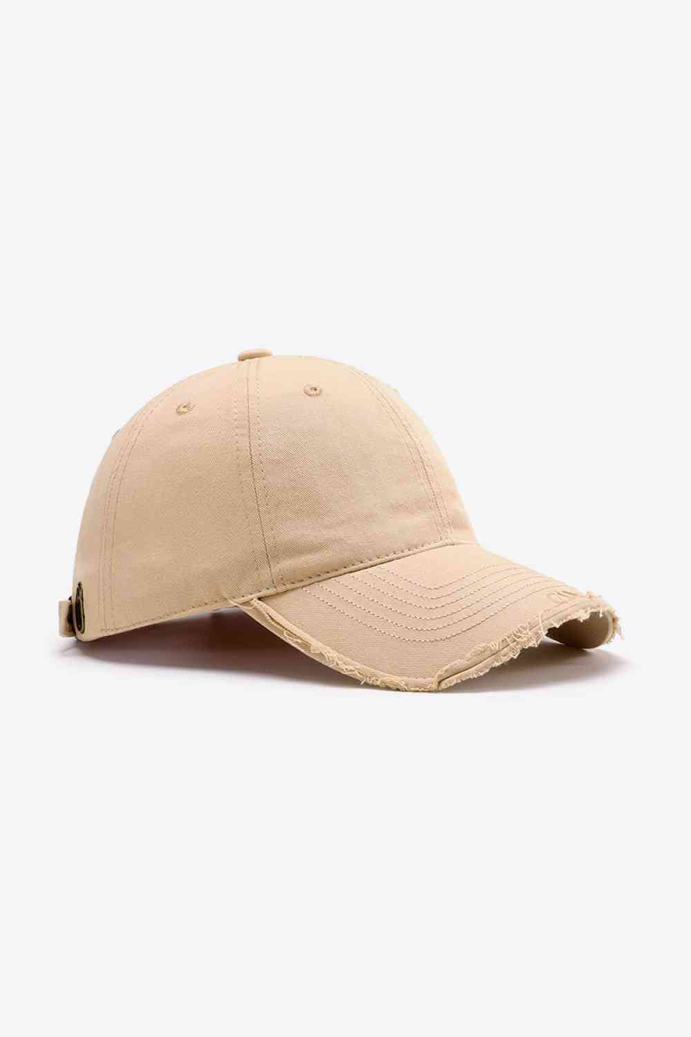 Distressed Adjustable Baseball Cap Cream One Size