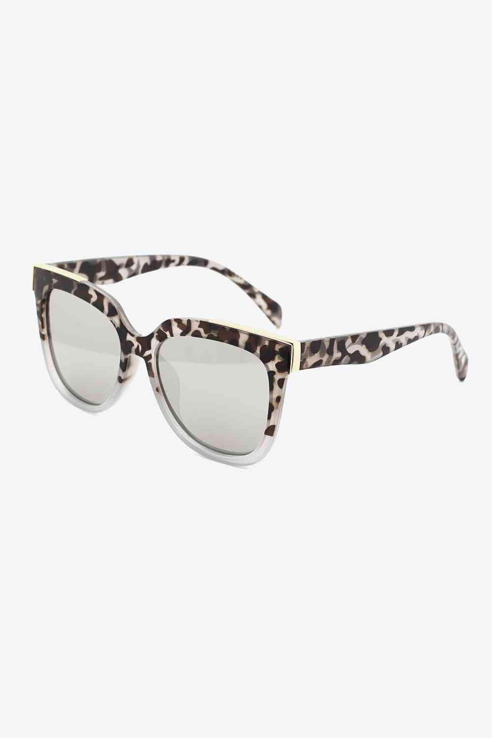 Tortoiseshell Polycarbonate Frame Full Rim Sunglasses Light Gray One Size