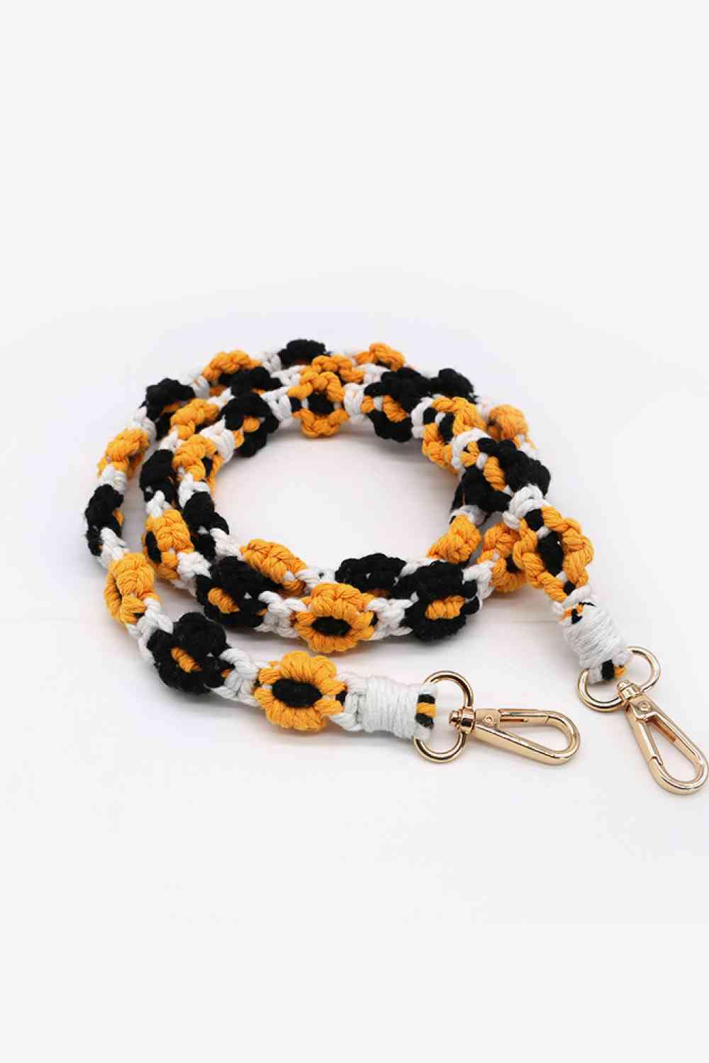 Macrame Flower Lanyard Orange/Black One Size