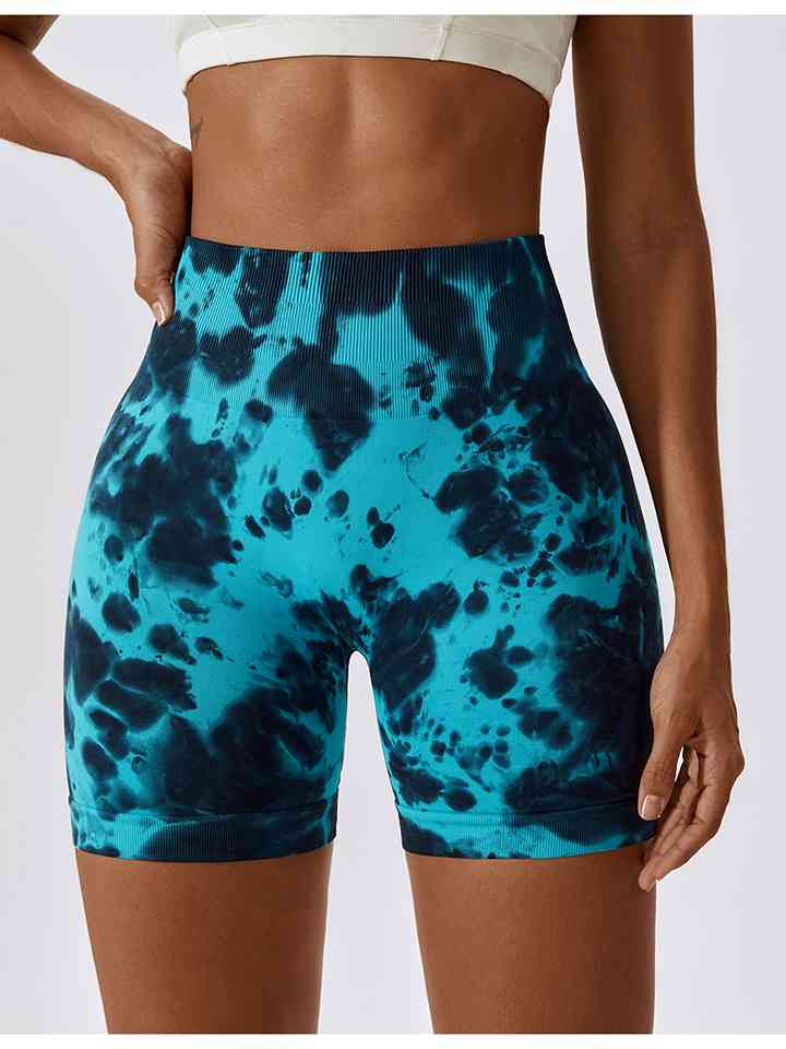 Tie Dye Wide Waistband Sports Shorts Teal