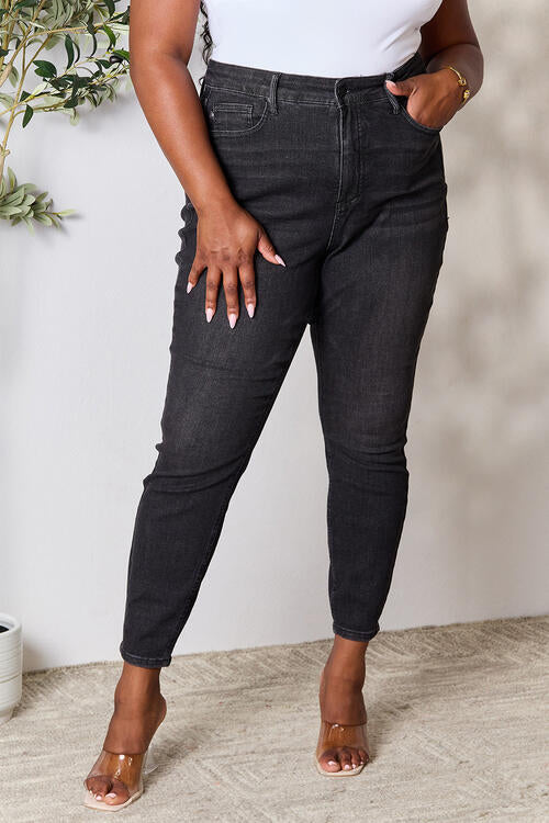 Judy Blue Full Size Tummy Control High Waist Denim Jeans Black