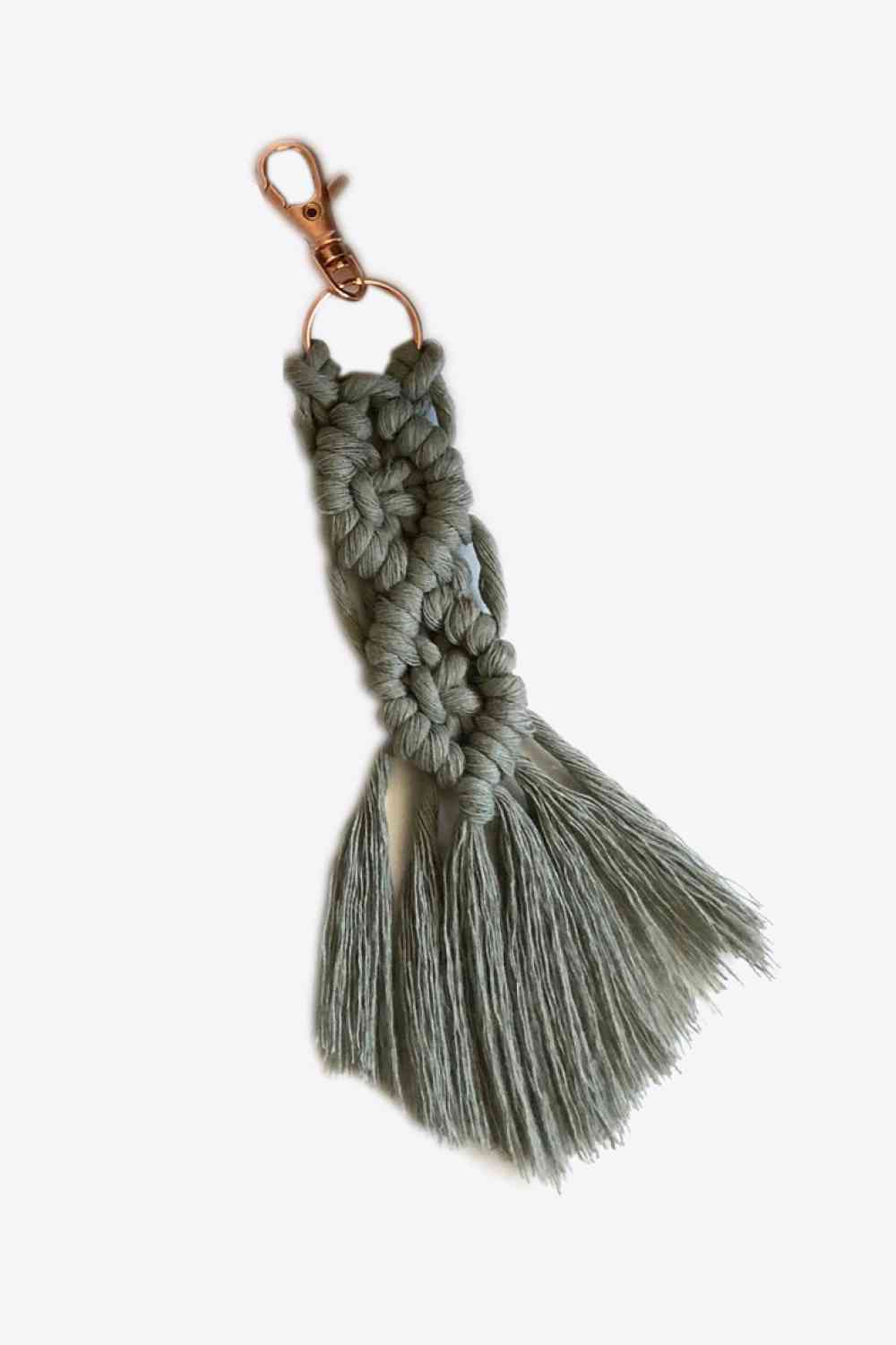 Assorted 4-Pack Macrame Fringe Keychain Dark Gray One Size