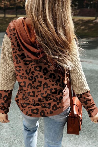 Leopard Dropped Shoulder Hoodie